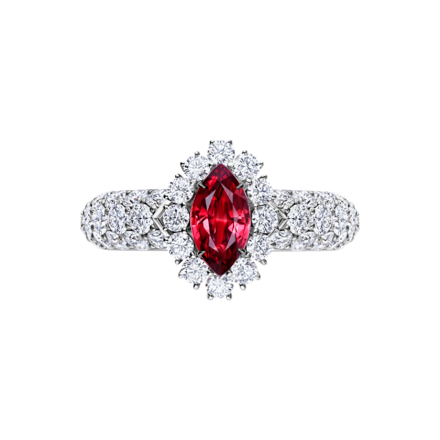Помолвочное кольцо с рубином и бриллиантами, белое золото 3