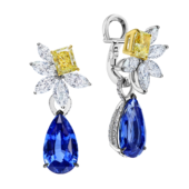 Серьги с сапфирами и бриллиантами, белое золото