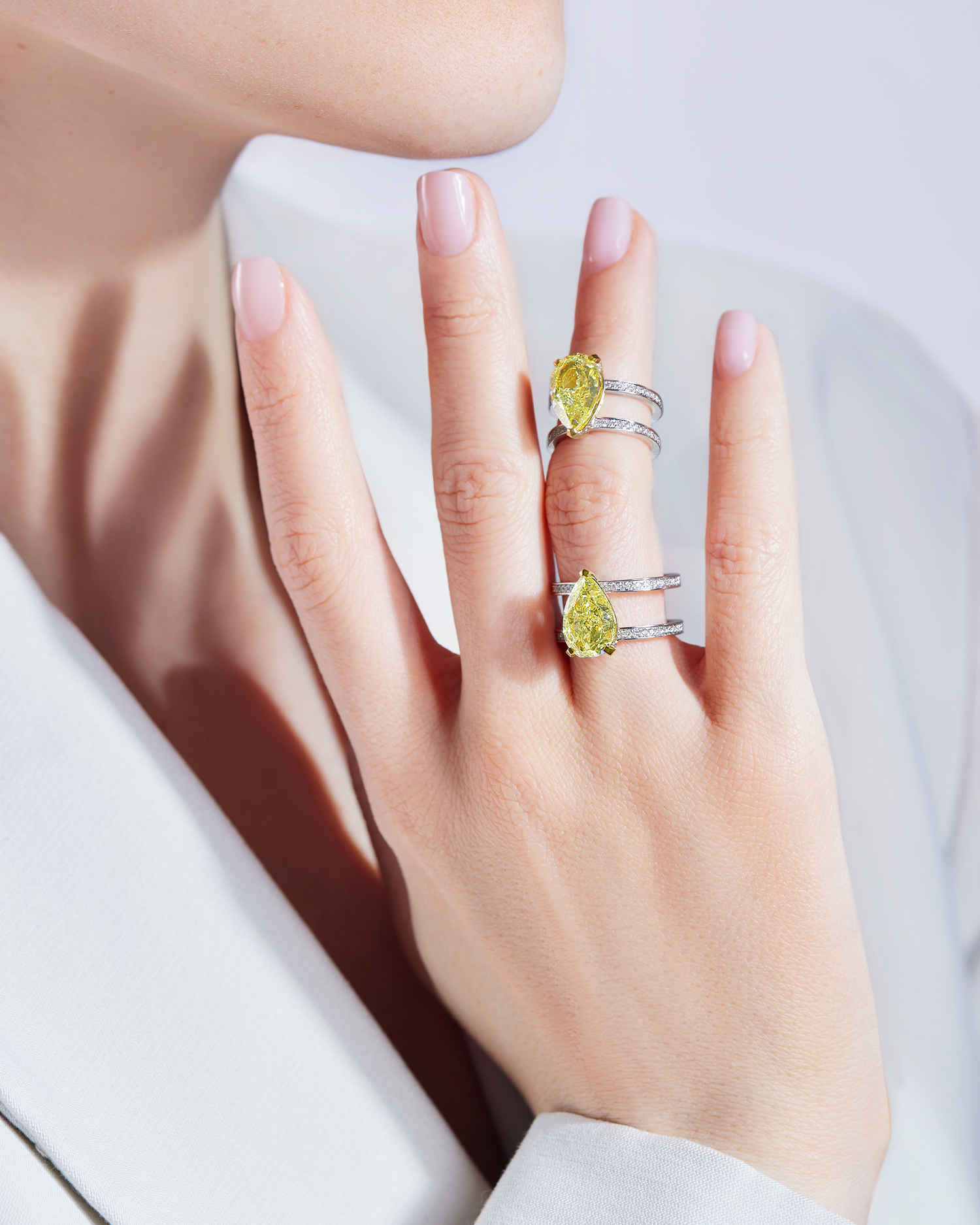 Кольцо с бриллиантами, белое золото