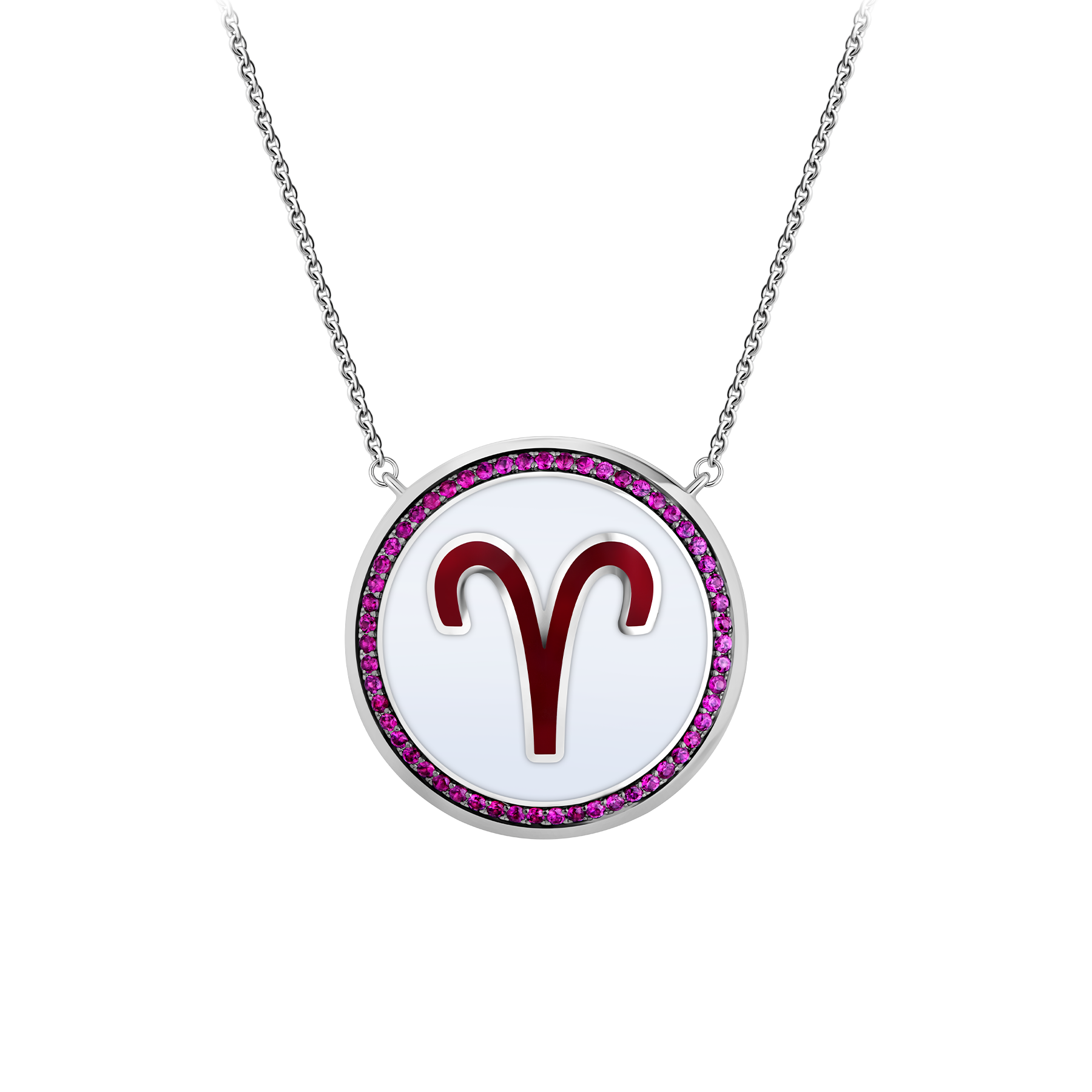 Колье с рубинами и бриллантами, белое золото