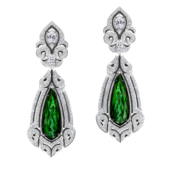 Серьги с верделитами и бриллиантами, белое золото