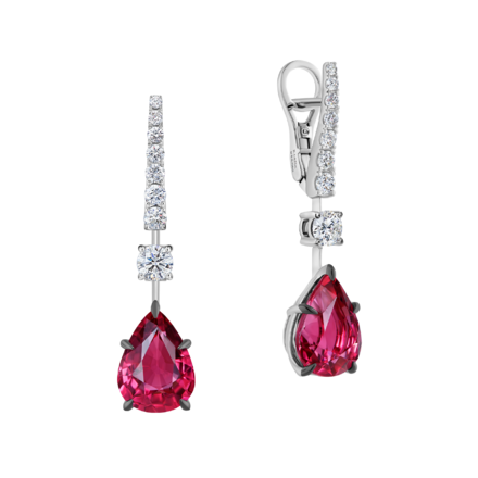 Серьги с турмалинами рубеллитами и бриллиантами, белое золото 1