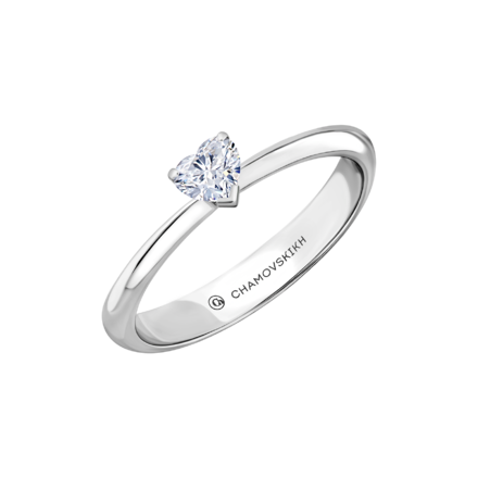 Помолвочное кольцо с бриллиантом, белое золото 1