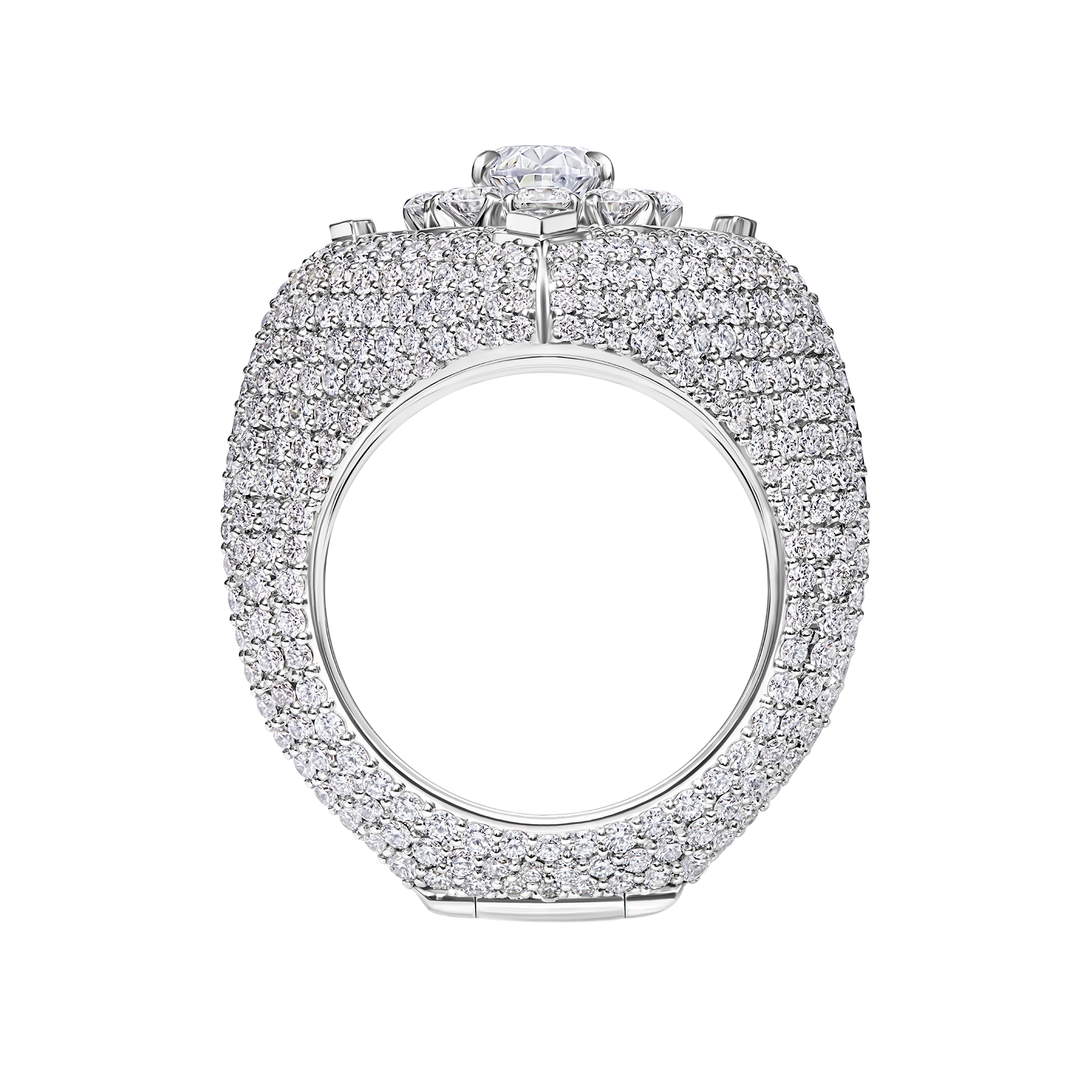 Кольцо с бриллиантами, белое золото