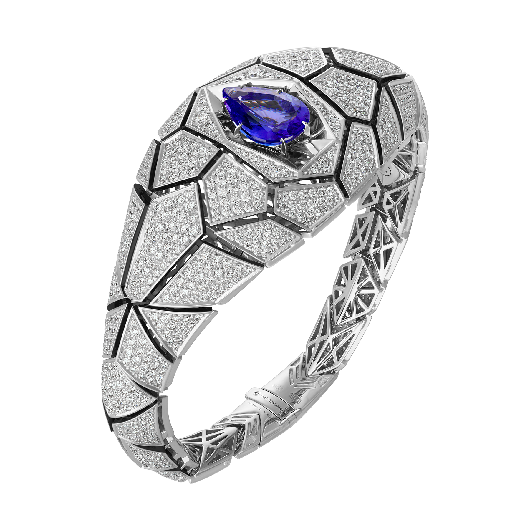 Браслет с танзанитом и бриллиантами, белое золото