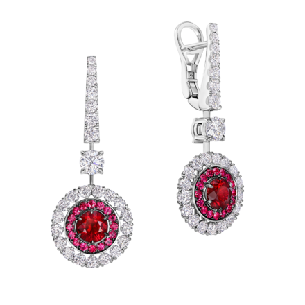 Серьги с рубинами и бриллиантами, белое золото 1