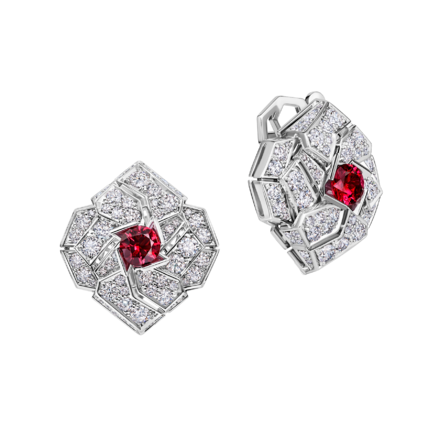 Серьги с рубинами и бриллиантами, белое золото 1