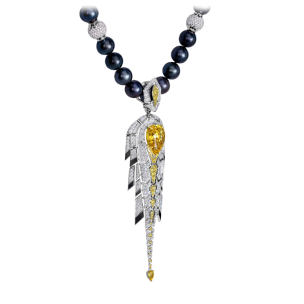 Колье с желтыми сапфирами, бриллиантами и жемчугом, белое золото, н.керамика 2