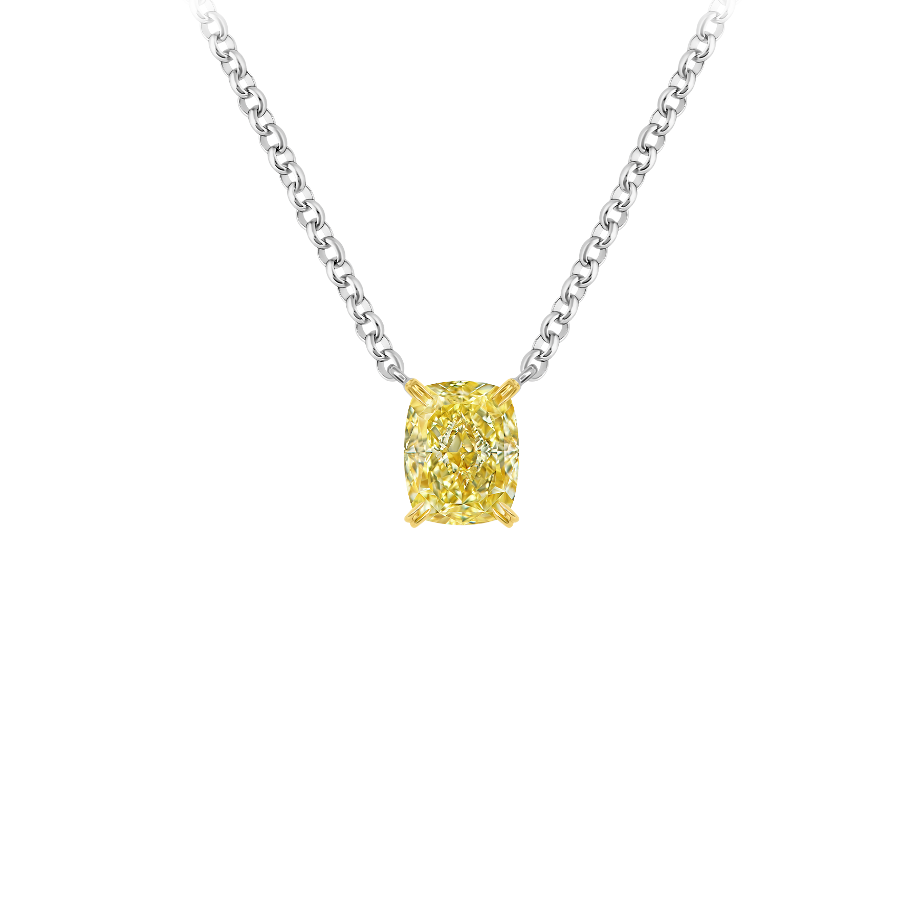 Колье с бриллиантом, белое золото