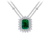 Колье с изумрудом и бриллиантами, белое золото