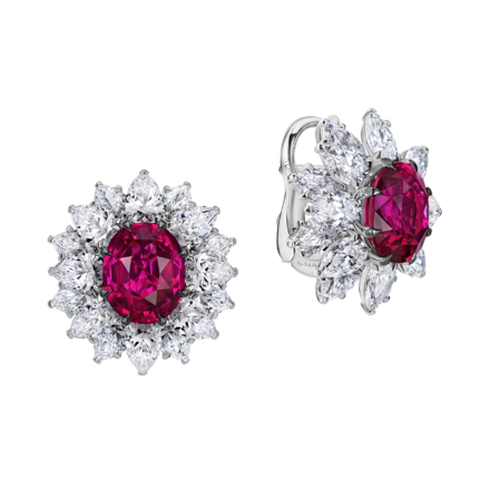 Серьги с рубинами и бриллиантами, белое золото 1