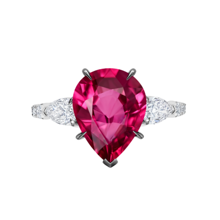 Кольцо с турмалином рубеллитом и бриллиантами, белое золото 3