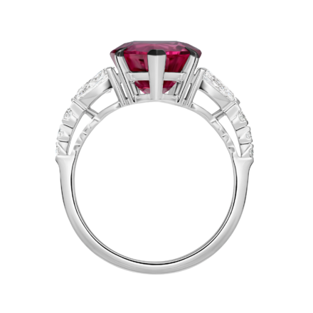 Кольцо с турмалином рубеллитом и бриллиантами, белое золото 2