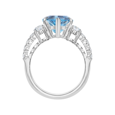 Кольцо с аквамарином и бриллиантами, белое золото 2