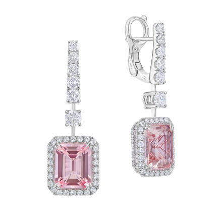 Серьги с морганитом и бриллиантами, белое золото 1