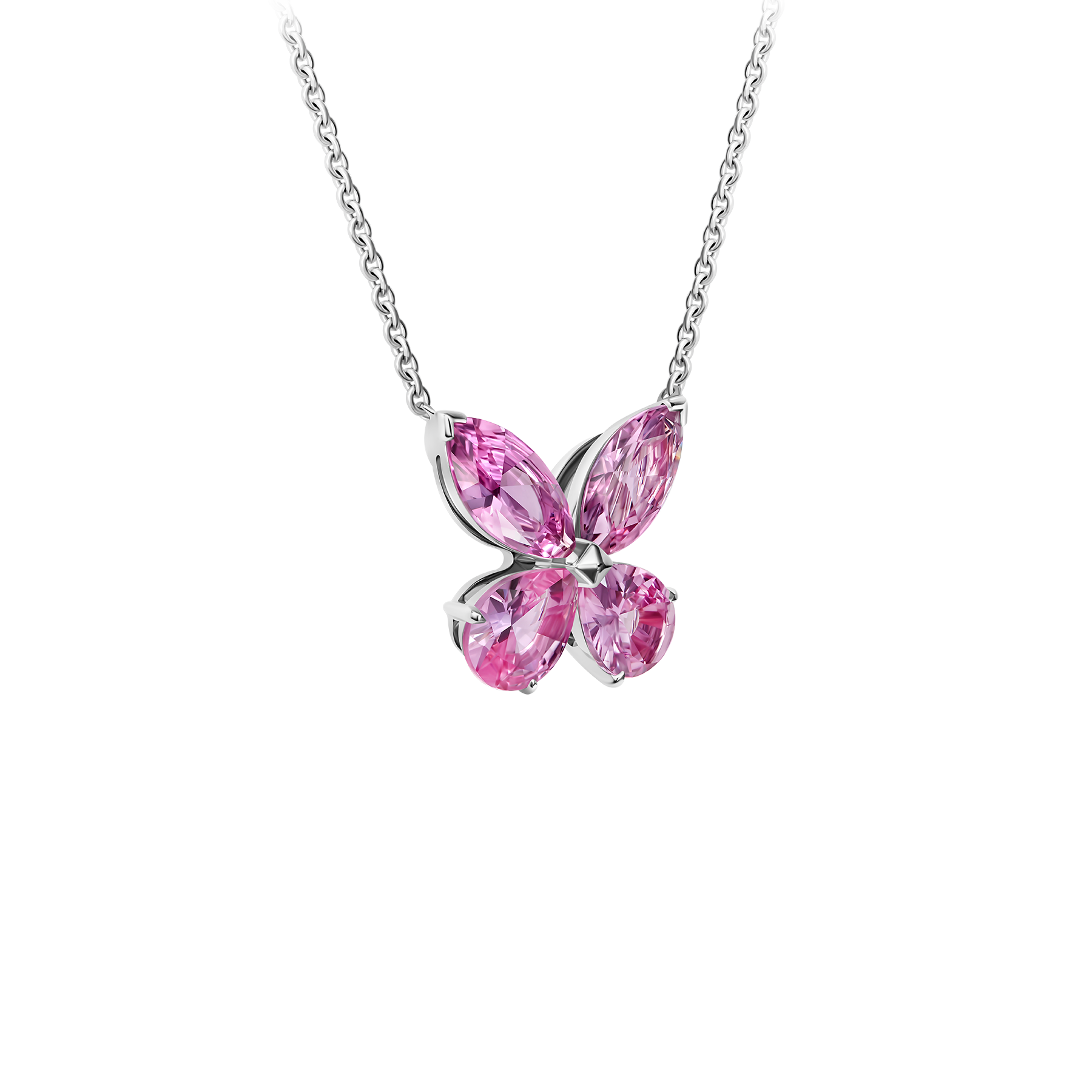 Колье с розовыми сапфирами, белое золото