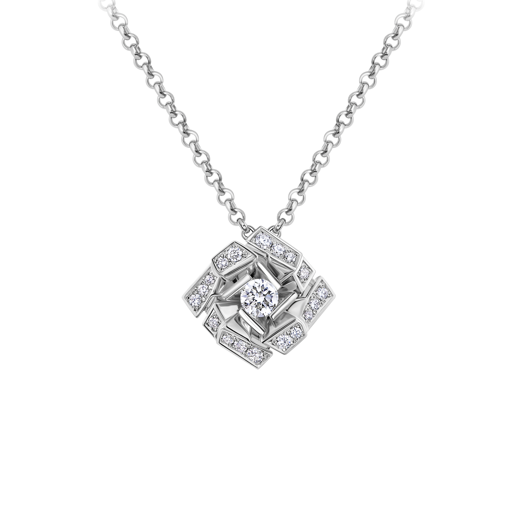 Колье с бриллиантами, белое золото