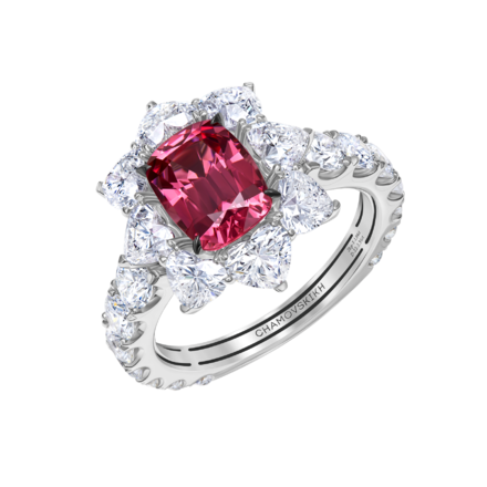 Кольцо со шпинелью и бриллиантами, белое золото 1