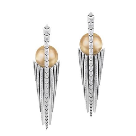 Серьги с жемчугом и бриллиантами, белое золото 2