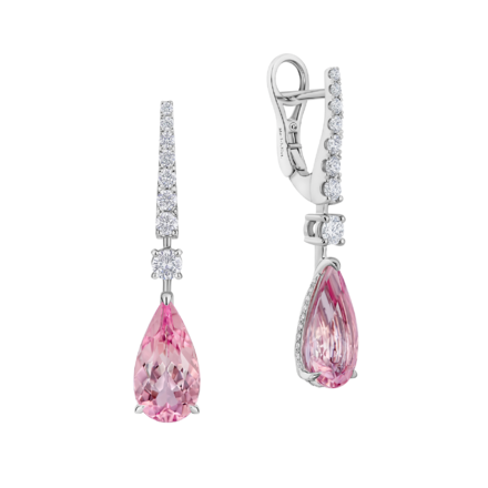 Серьги с морганитами и бриллиантами, белое золото 1