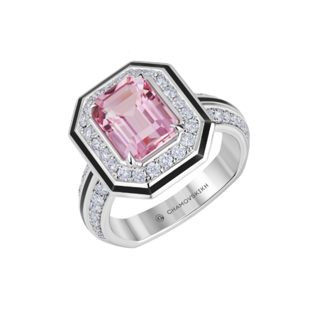 Кольцо с морганитом и бриллиантами, белое золото 1