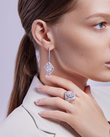 Кольцо с бриллиантами, белое золото 6