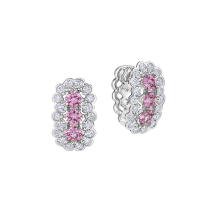 Серьги с розовыми сапфирами и бриллиантами, белое золото 1