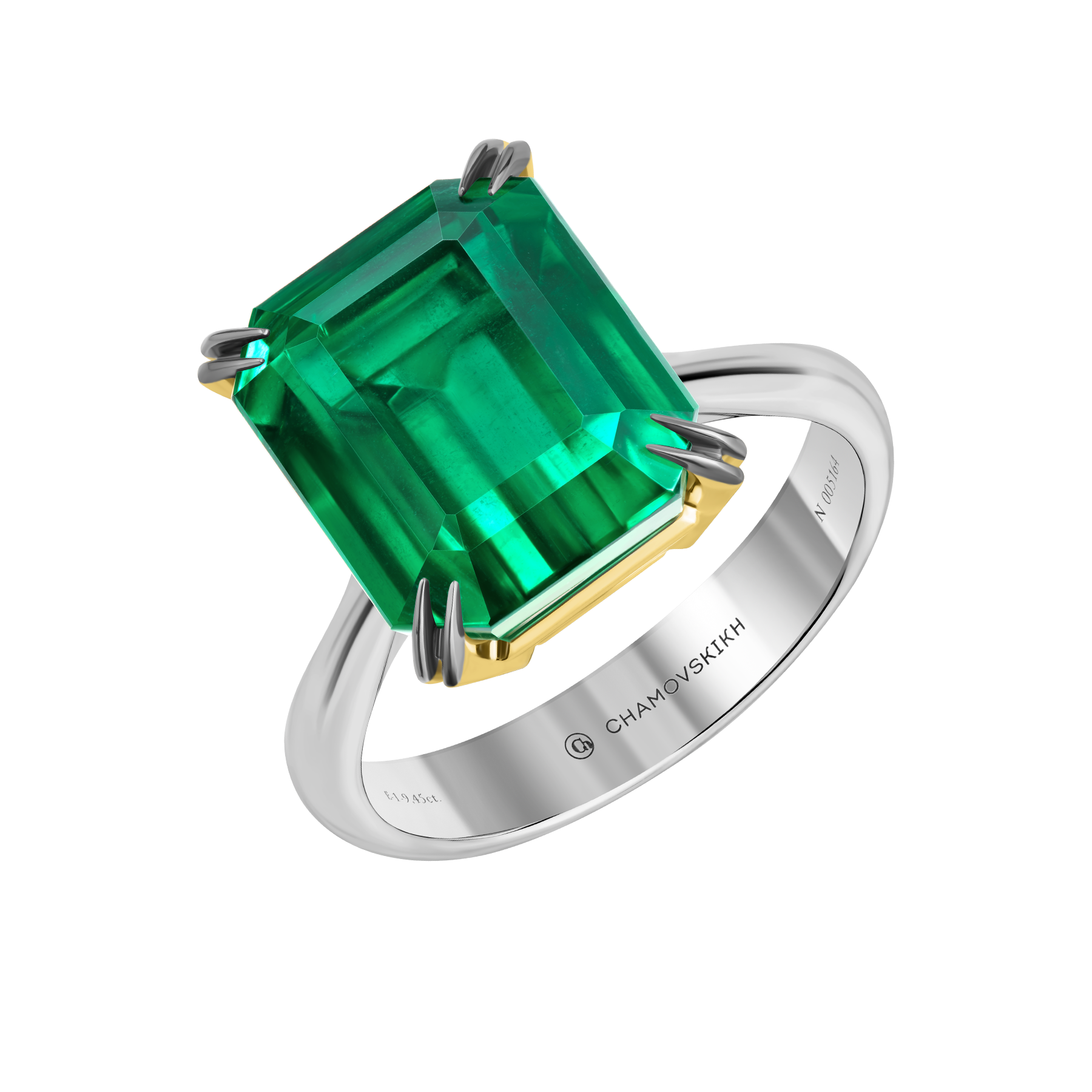 Кольцо с изумрудом, белое золото