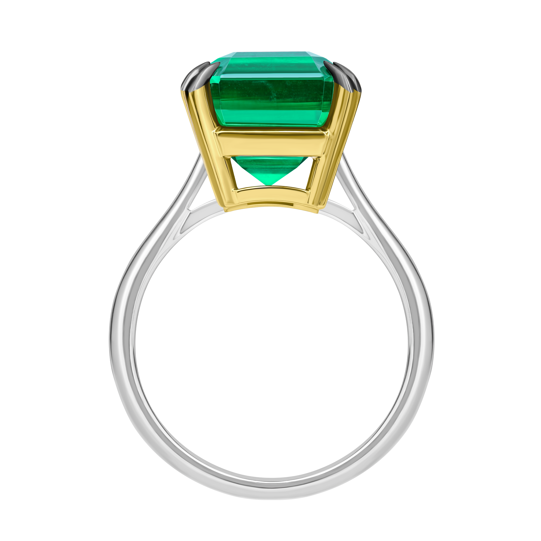 Кольцо с изумрудом, белое золото