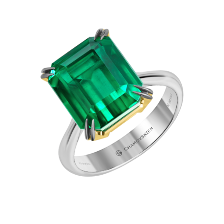 Кольцо с изумрудом, белое золото 1