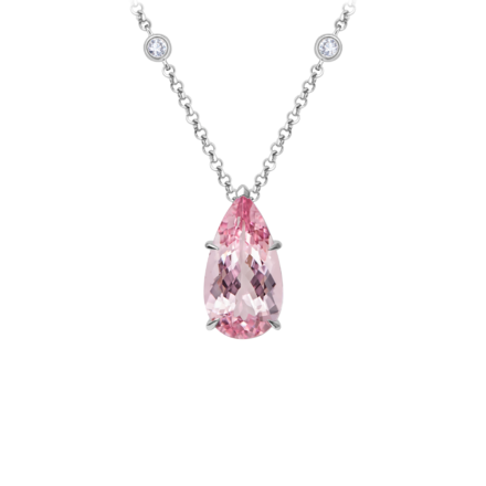 Колье с морганитом и бриллиантами, белое золото 1