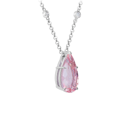 Колье с морганитом и бриллиантами, белое золото 2