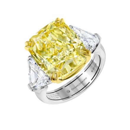 Кольцо с бриллиантами, белое и желтое золото 1