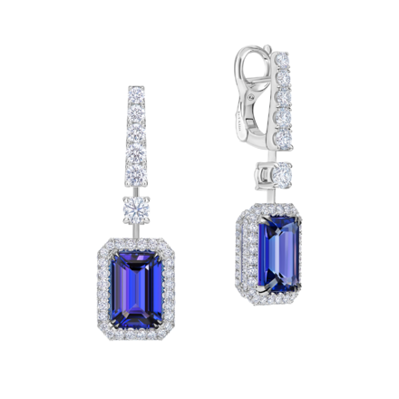 Серьги с танзанитами и бриллиантами, белое золото 1