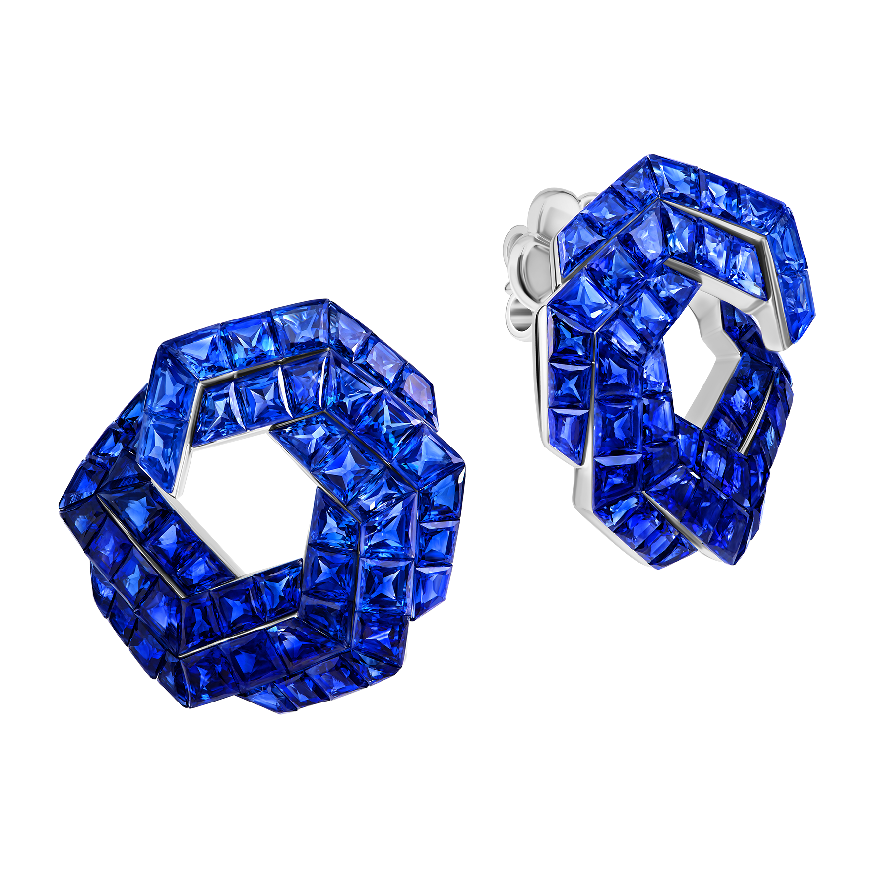 Серьги с сапфирами, белое золото