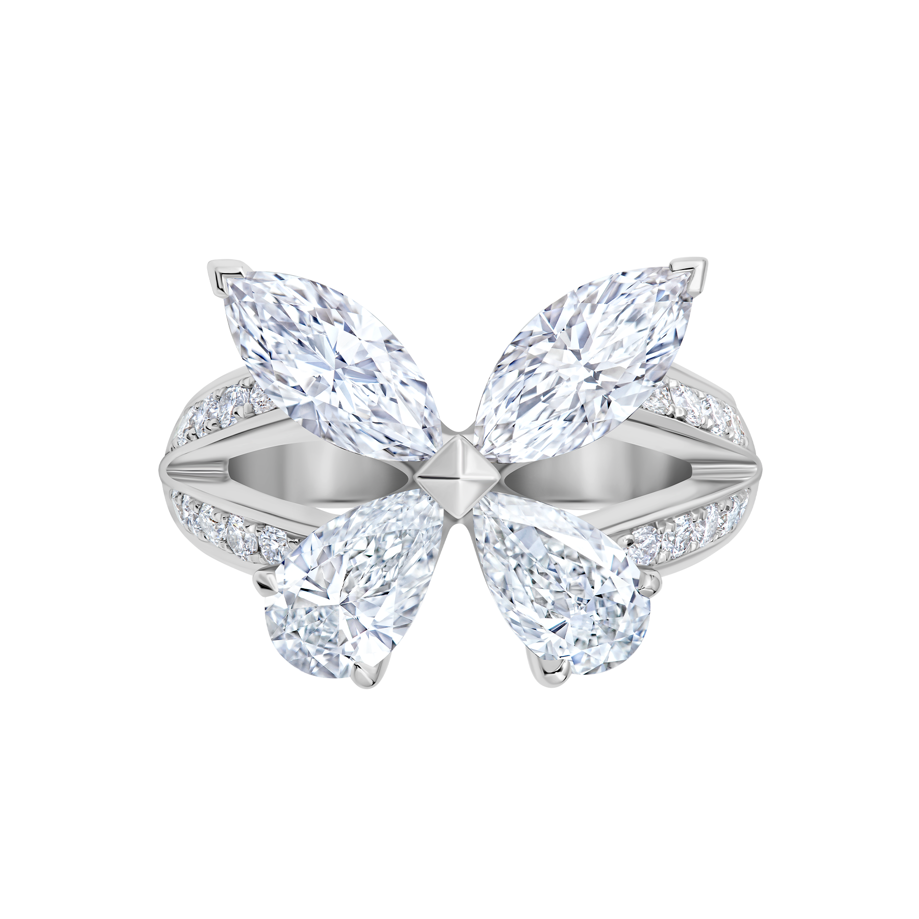 Кольцо с бриллиантами, белое золото