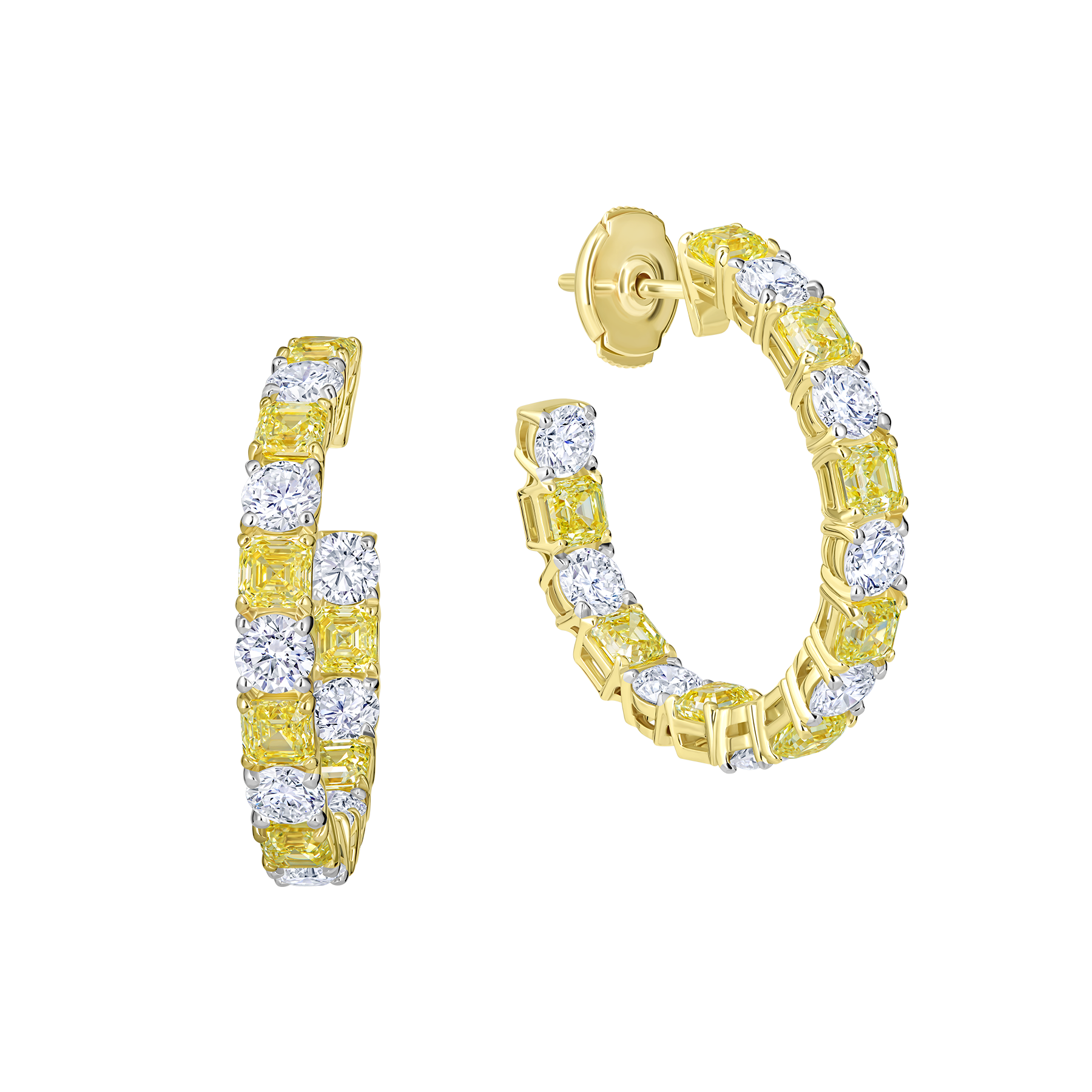 Серьги с бриллиантами, желтое золото