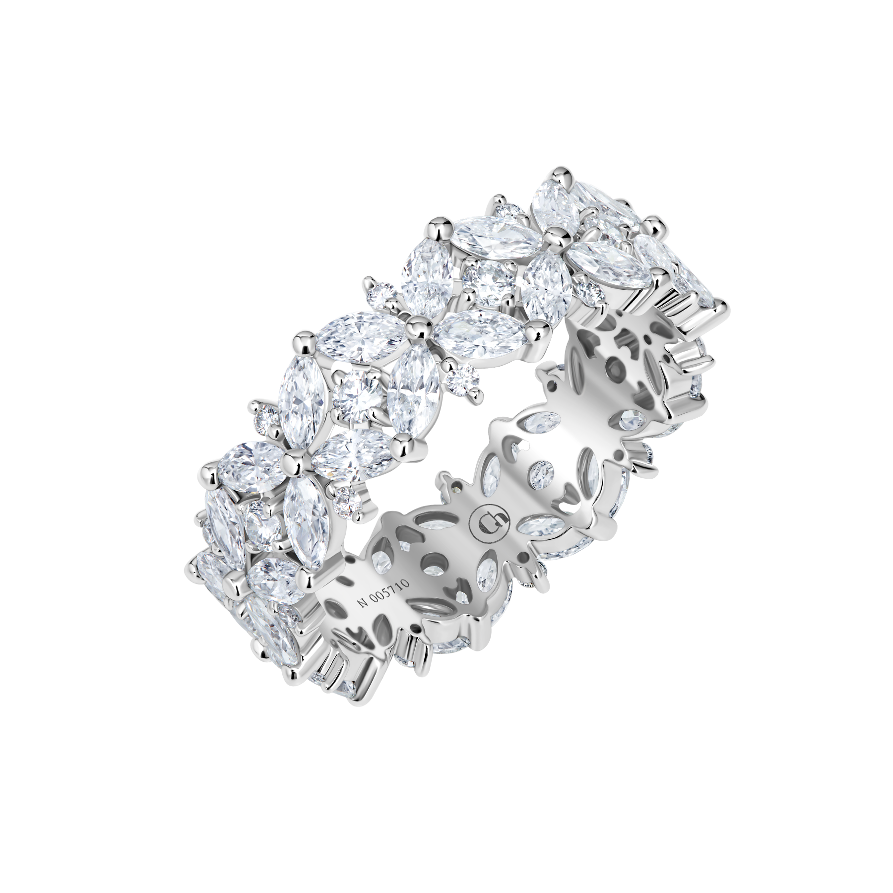 Кольцо с бриллиантами, белое золото