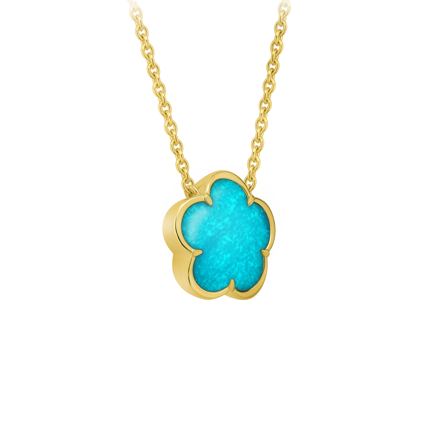 Колье с бирюзой, желтое золото