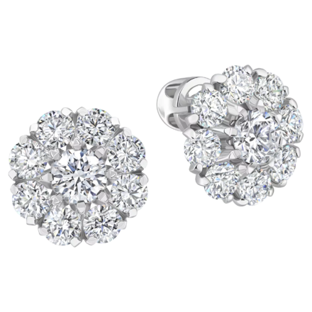 Пусеты с бриллиантами, белое золото 1