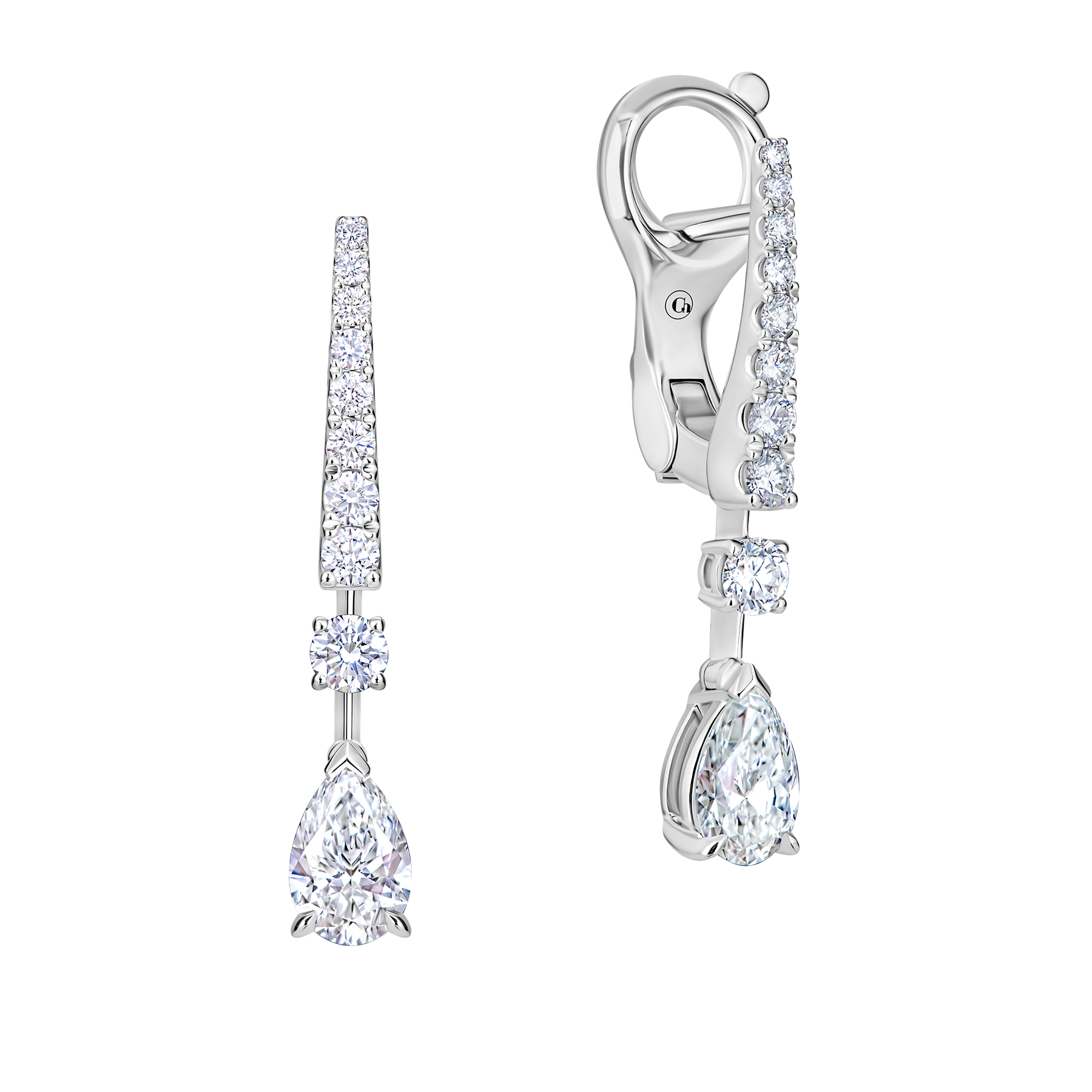 Серьги с бриллиантами, белое золото