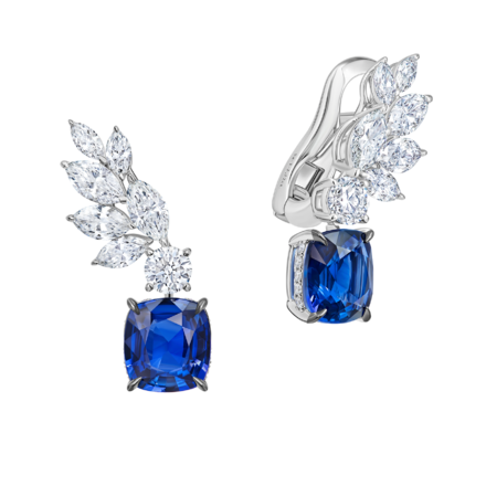 Серьги с сапфирами и бриллиантами, белое золото 1