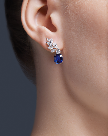 Серьги с сапфирами и бриллиантами, белое золото 2