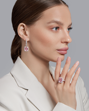 Кольцо с морганитом и бриллиантами, белое золото 4