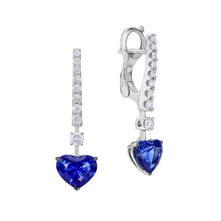 Серьги с сапфирами и бриллиантами, белое золото 1