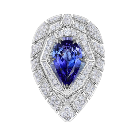 Кольцо с танзанитом и бриллиантами, белое золото 2