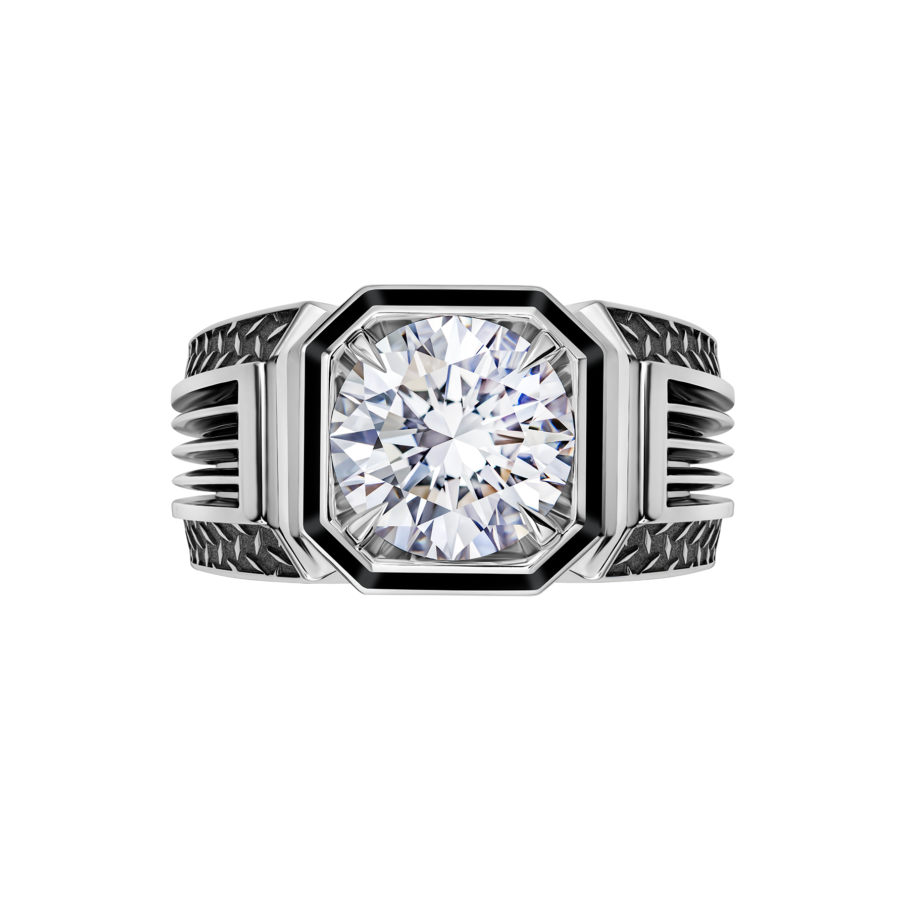 Кольцо с бриллиантом, белое золото, н. керамика