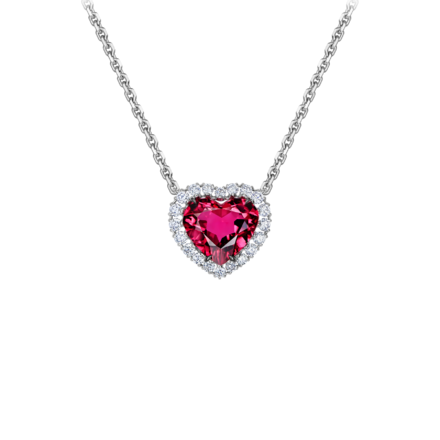 Колье с турмалином рубеллитом и бриллиантами, белое золото 1