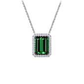 Колье с турмалином верделитом и бриллиантами, белое золото.