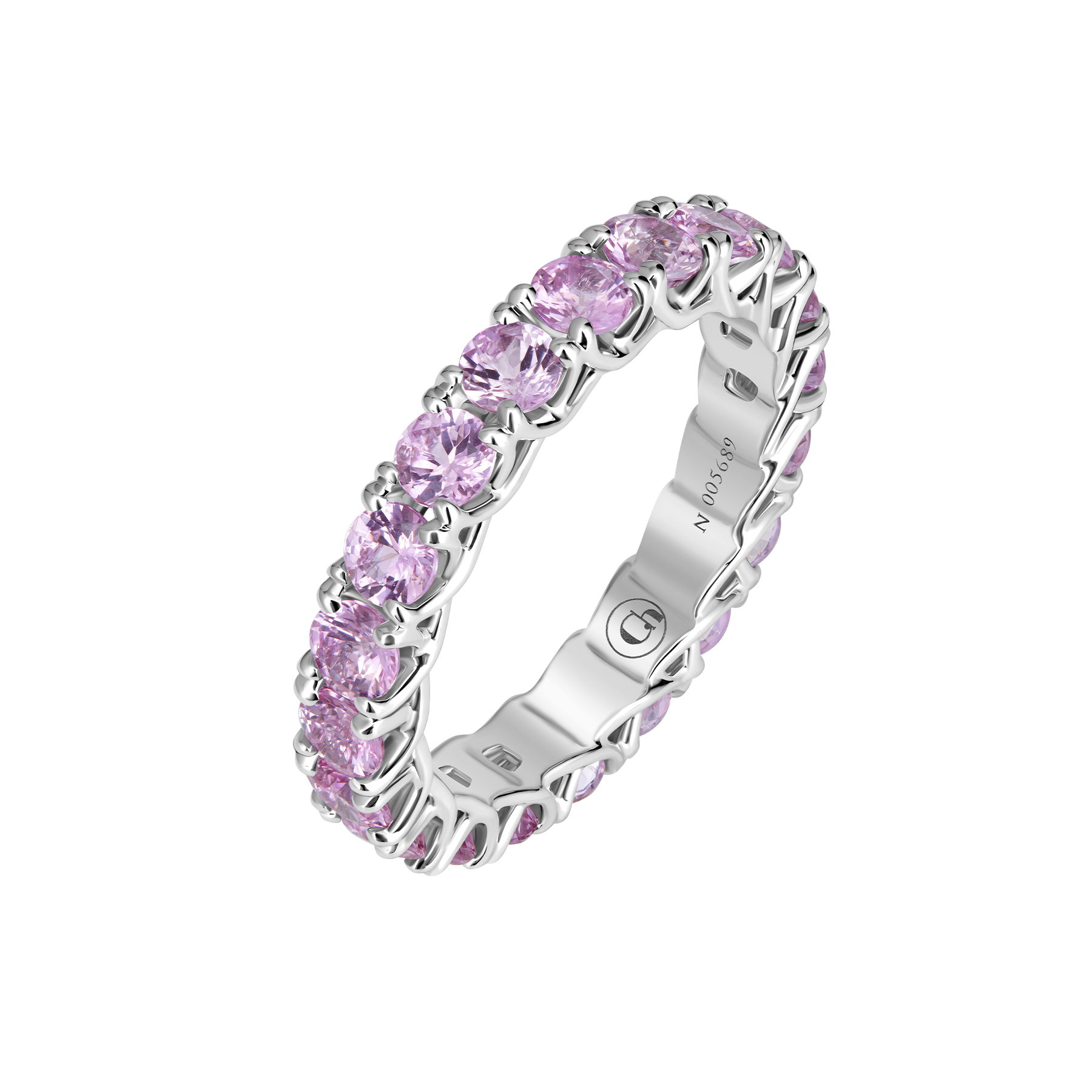 Кольцо с розовыми сапфирами, белое золото